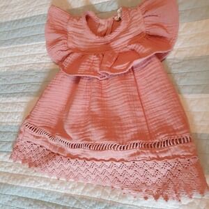 Jessica Simpson 18 Month Sleeveless Dress 100% Soft Cotton Peach Color